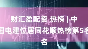 财汇盈配资 热榜 | 中国电建位居同花顺热榜第5名