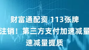 财富通配资 113张牌照被注销！第三方支付加速减量提质